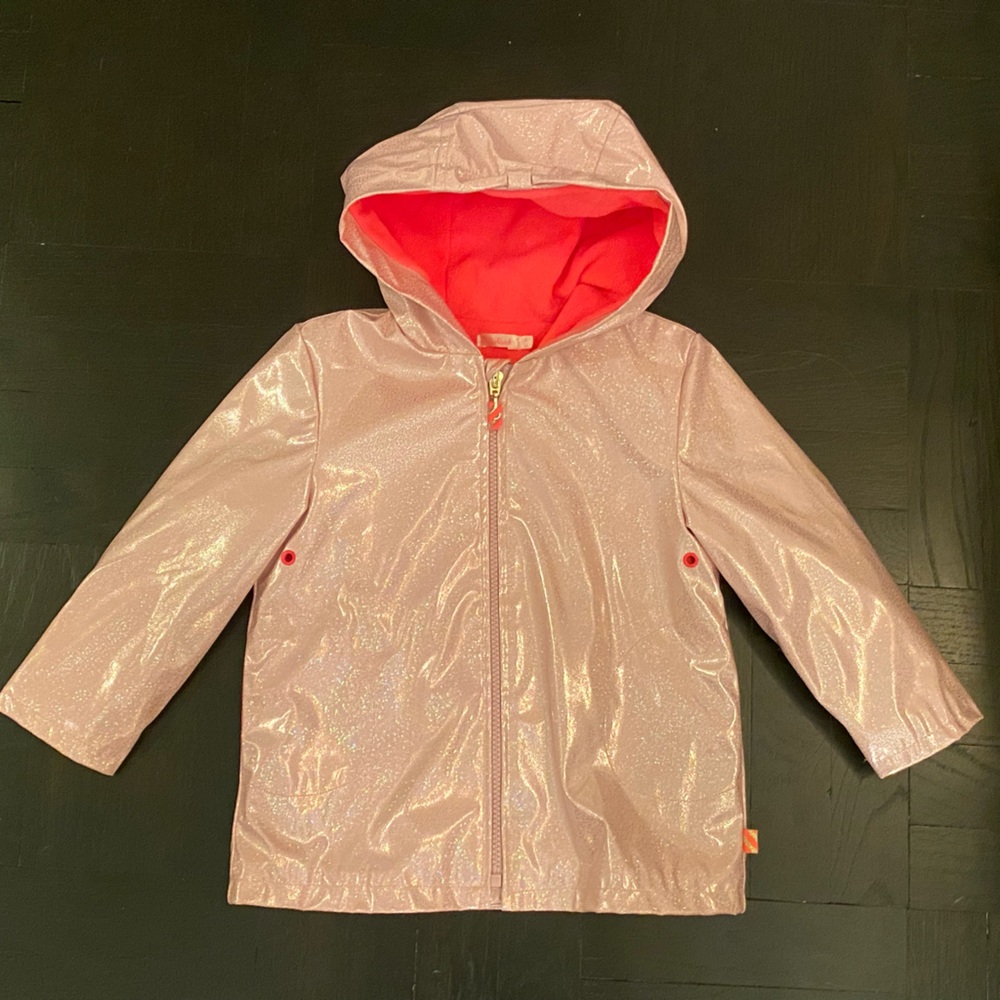 Billieblush Pink Sparkle Fleece Lined Raincoat Jacket - Size 3 Years - Picture 2 of 6